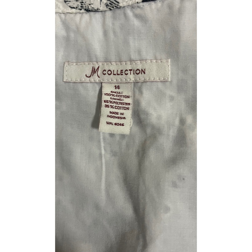 JM Collection Womens Floral Eyelet Lace Jacket Black White Button Front Size 14 - Picture 3 of 6